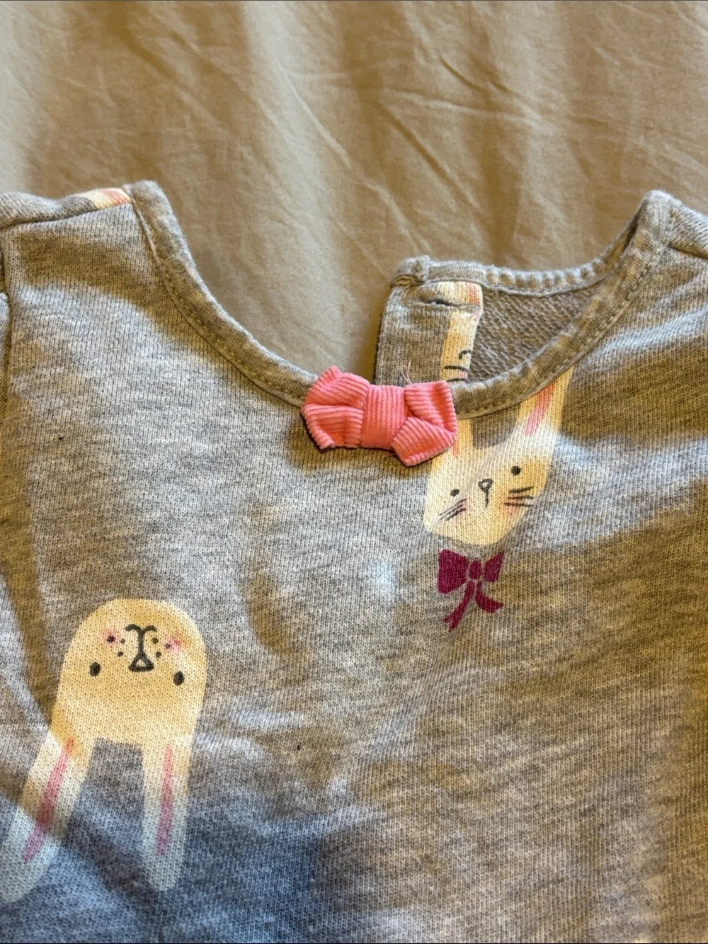 Gymboree Gray Dress with Pink Trim and Bunny Print